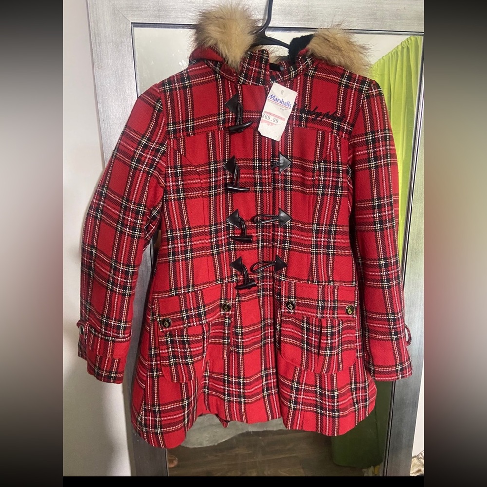 Vintage Baby phat plaid pea coat Medium